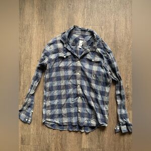 Patagonia Navy and Beige Plaid Shirt